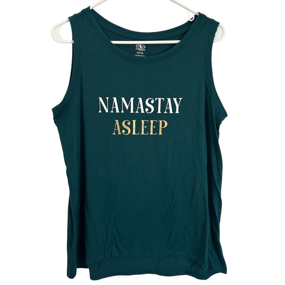 Athletic Works Yoga NAMASTAY ASLEEP Dark Green Tank Sleeveless Medium